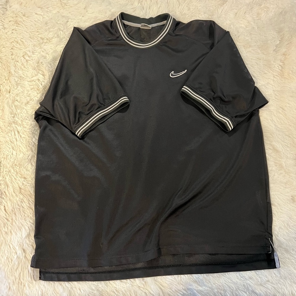 Rare Vintage Nike Black Mesh Short Sleeve Shirt with Embroidered Swoosh Decal 90 - Picture 4 of 4